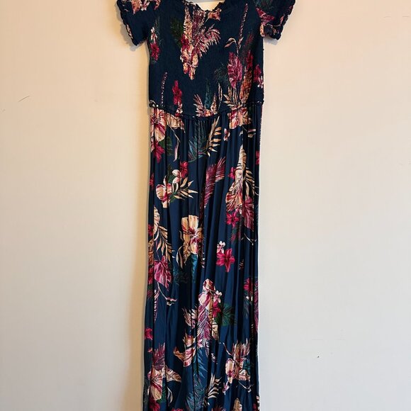 Lightweight Elastic Long Flowy Floral Print Maxi Dress - Picture 9 of 10